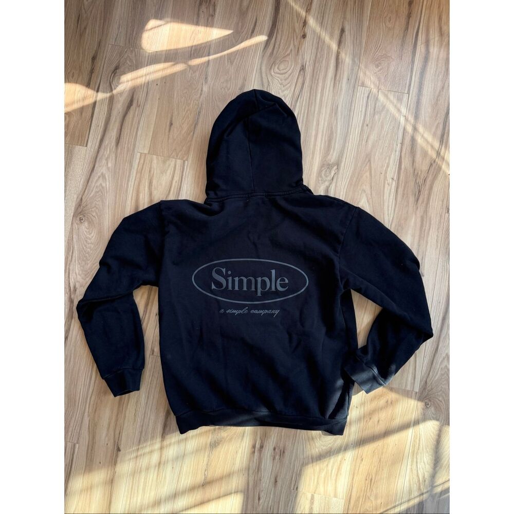 Simple Mens Black Heavyweight Fleece Lined Pullover Hoodie Sweatshirt XL